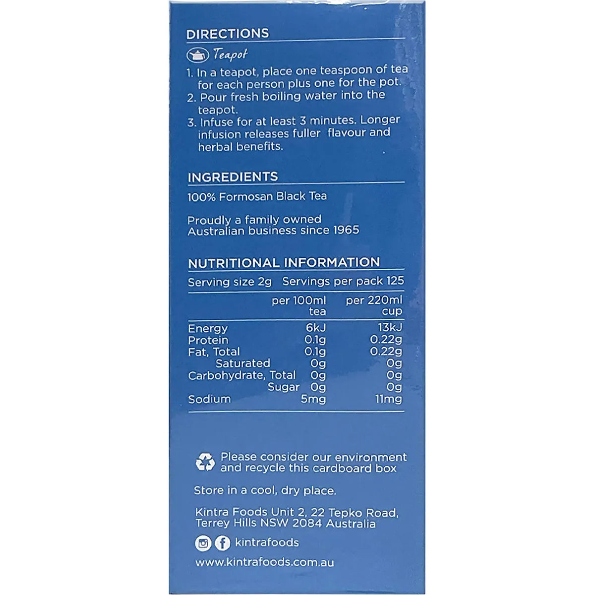 Kintra Foods Formosan Black Tea Loose Leaf - 250g