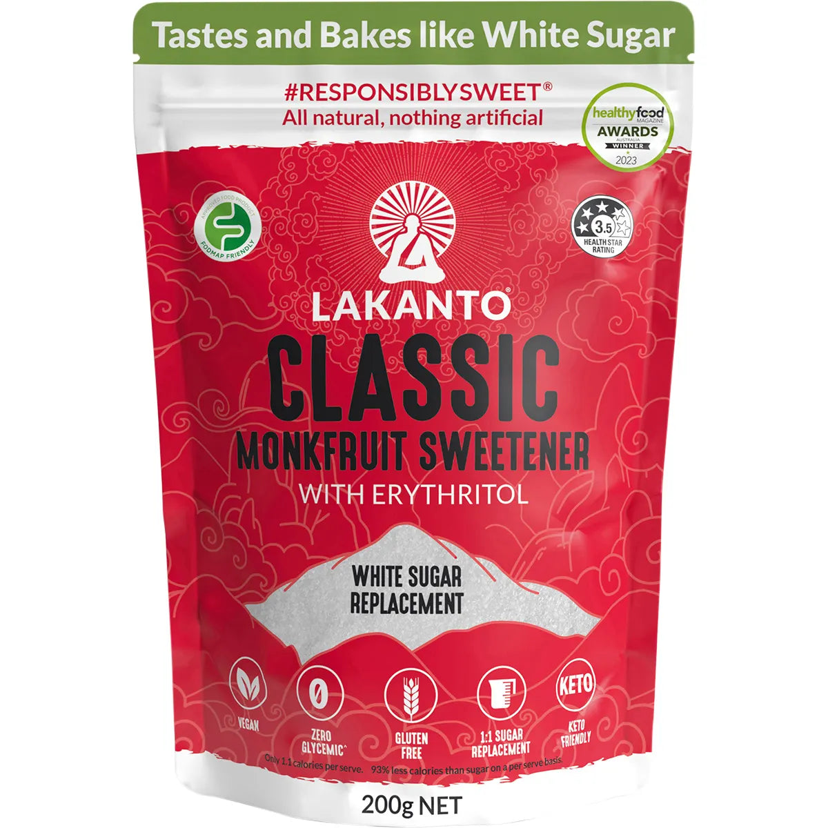 Lakanto Monkfruit Sweetener Classic with Erythritol 200g