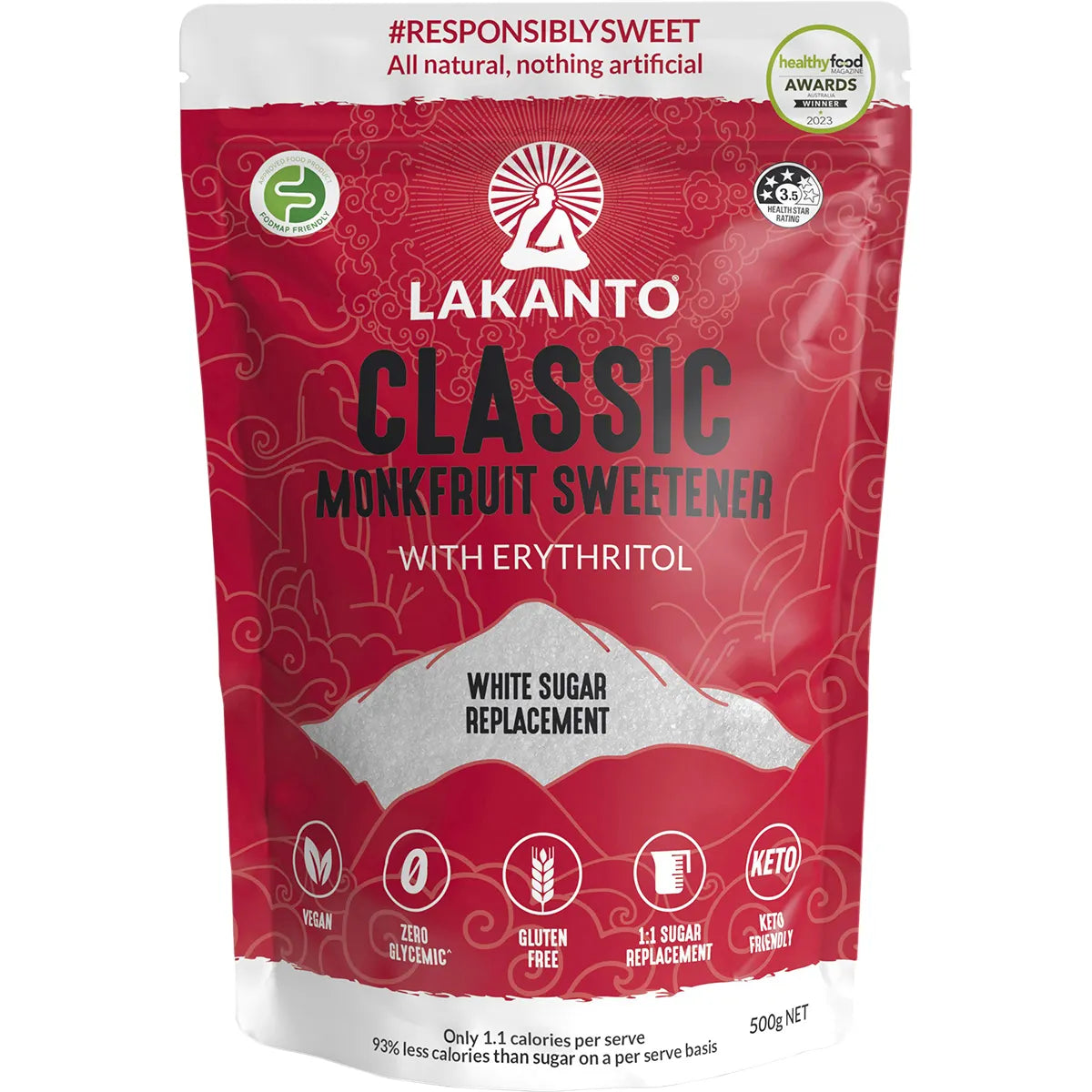 Lakanto Monkfruit Sweetener Classic with Erythritol 500g