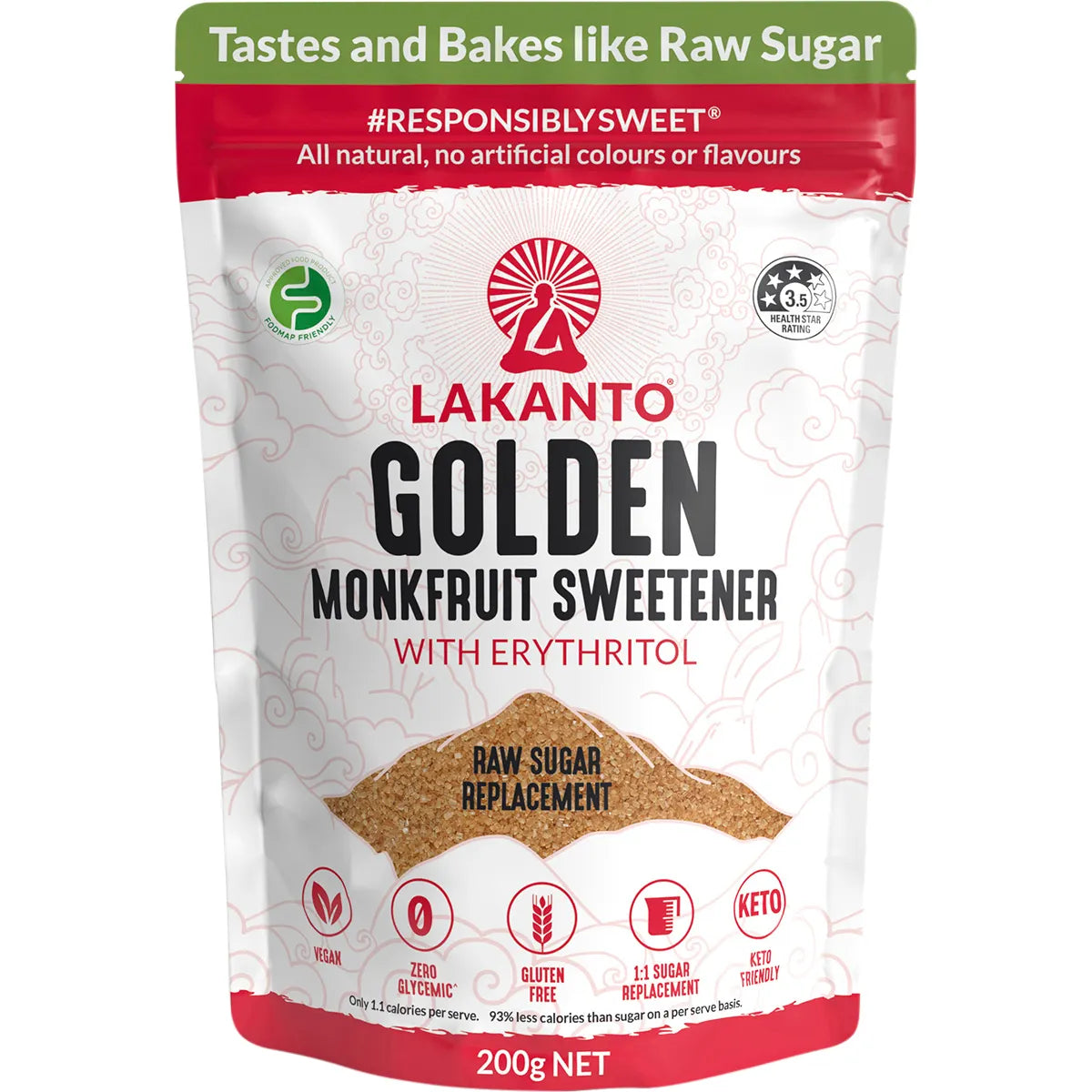 Lakanto Monkfruit Sweetener Golden with Erythritol 200g
