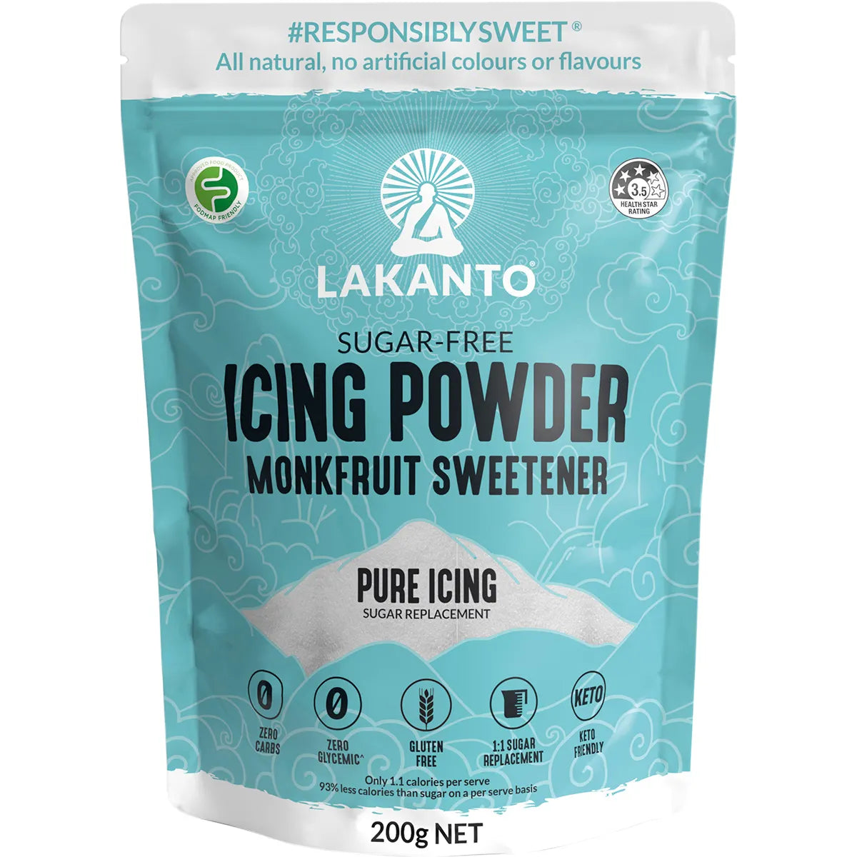 Lakanto Icing Powder - Monkfruit Sweetener Icing Sugar Replacement 200g