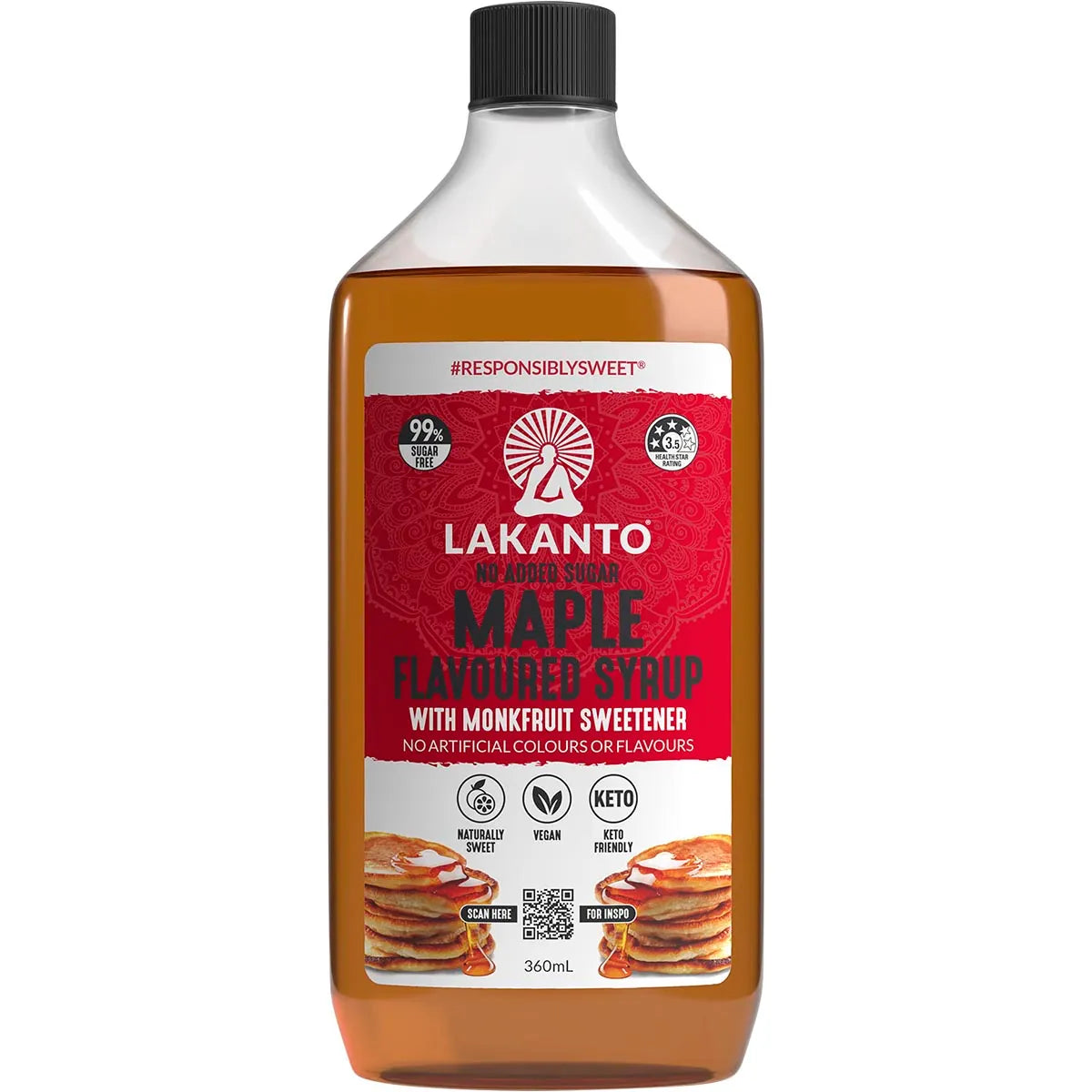 Lakanto Maple Flavoured Syrup Monkfruit Sweetener 360ml