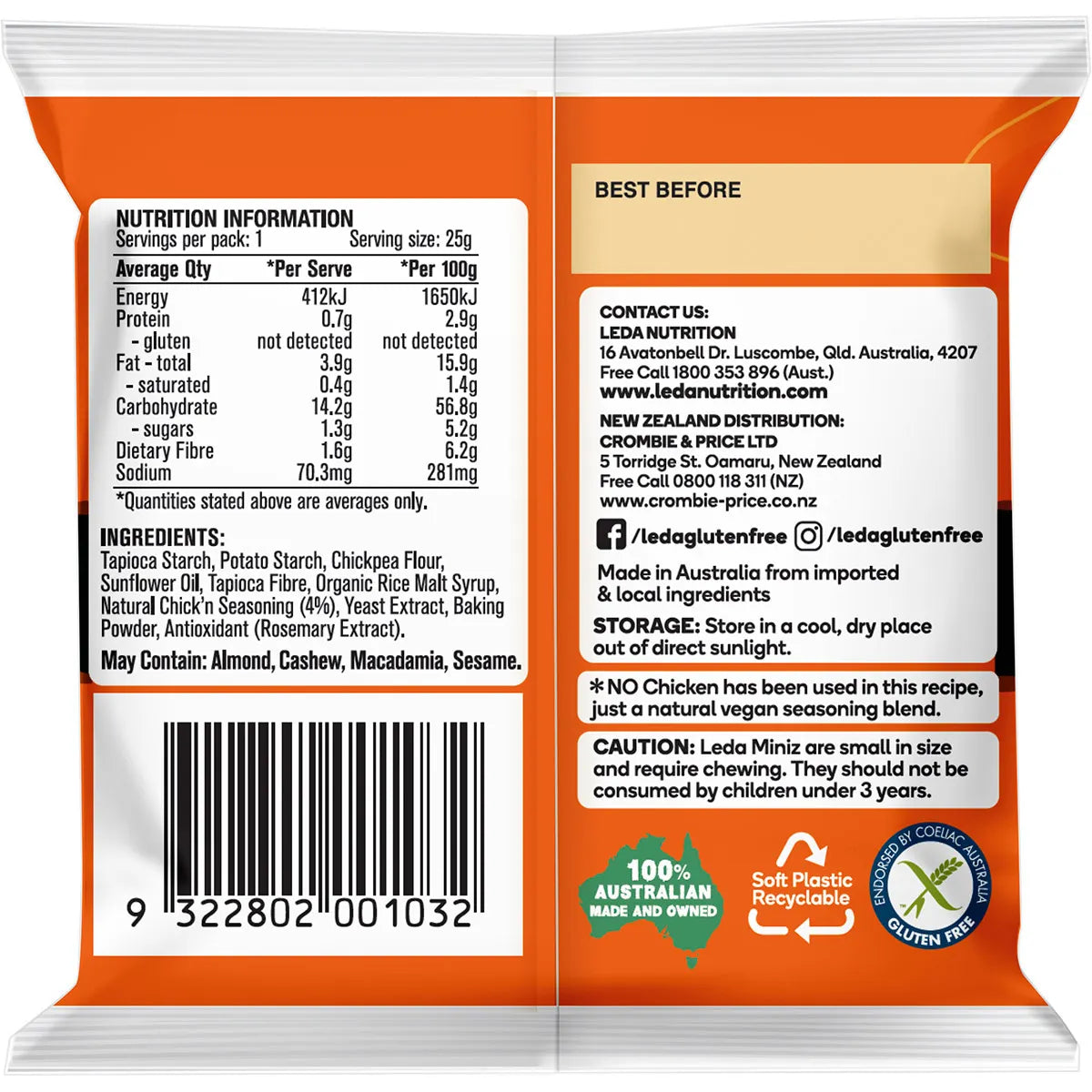 Leda Cracker Miniz Chick'n Multi 6 Pack 150g x 6