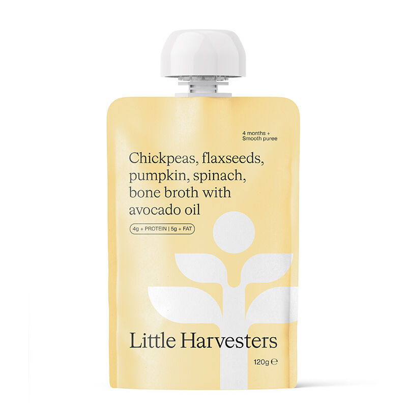 Little Harvesters Puree Pouch Chickpeas Flax & Pumpkin - Pack of 6x120g