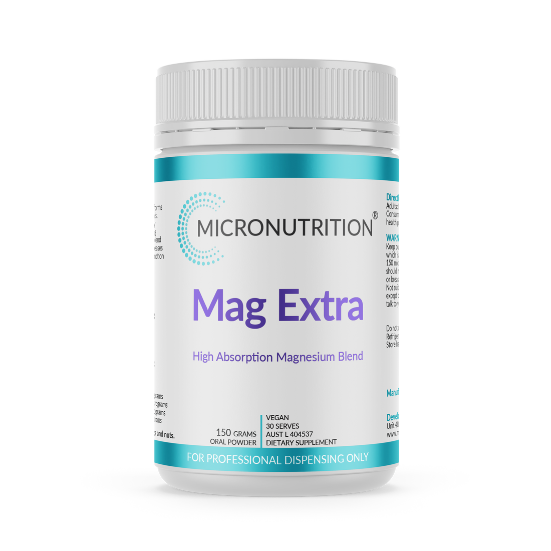Micronutrition Mag Extra Powder 150g Front