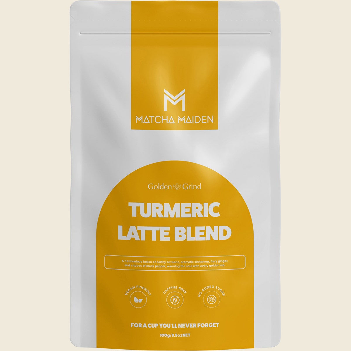 Matcha Maiden Organic Golden Grind Turmeric Latte Blend 100g front