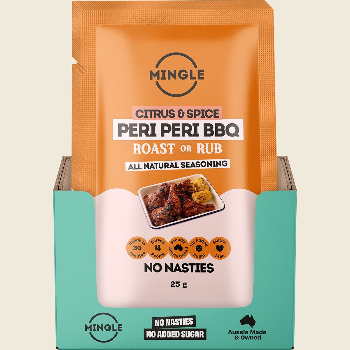 Mingle Peri Peri BBQ Roast Or Rub All Natural Seasoning 12x25g