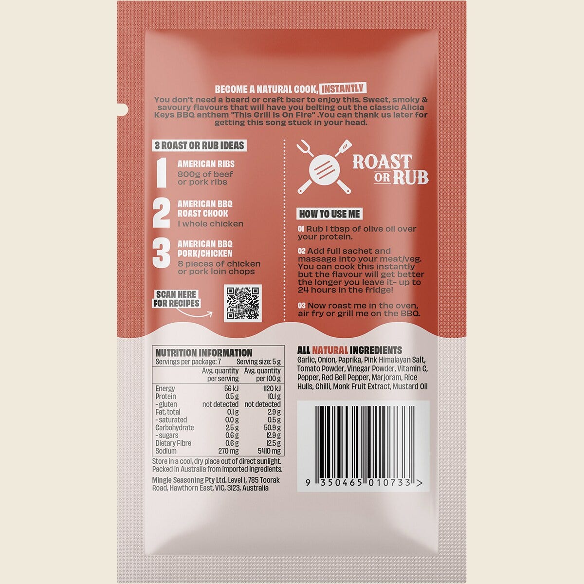 Mingle American BBQ Roast Or Rub All Natural Seasoning 12x35g