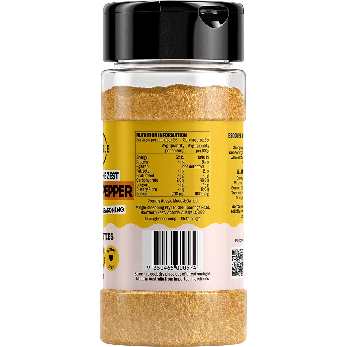 Mingle Lemon Pepper All Natural Seasoning 130g right side