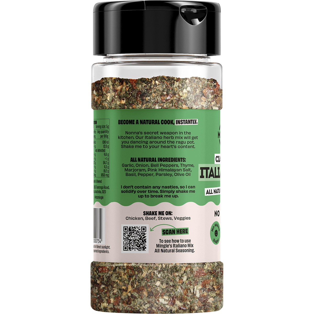 Mingle Italiano Mix All Natural Seasoning 100g left side