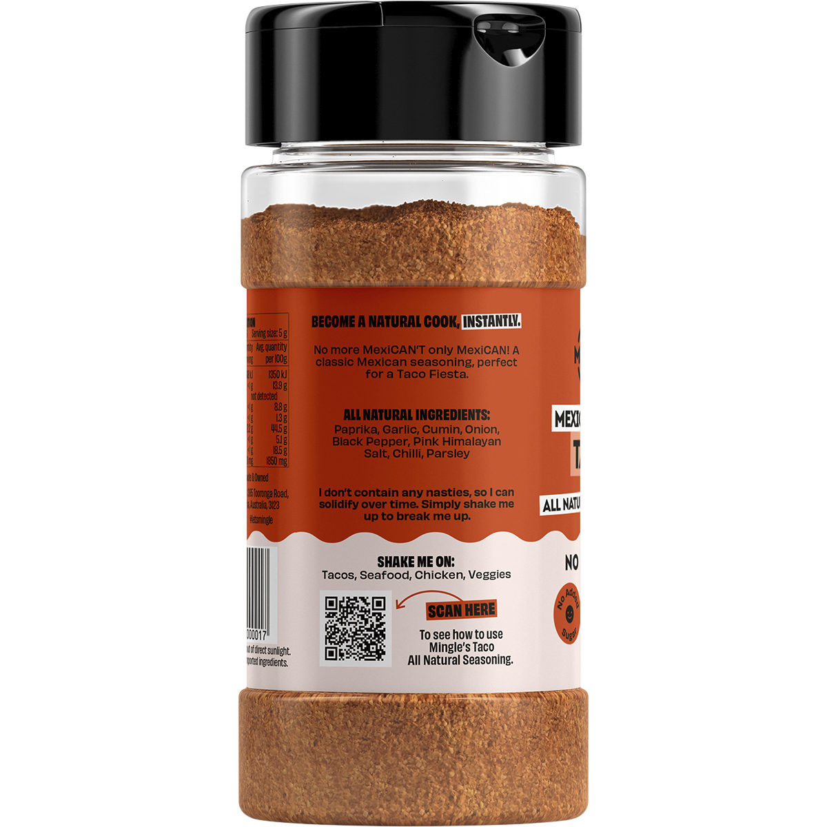 Mingle Mexican Fiesta Taco All Natural Seasoning 130g left side