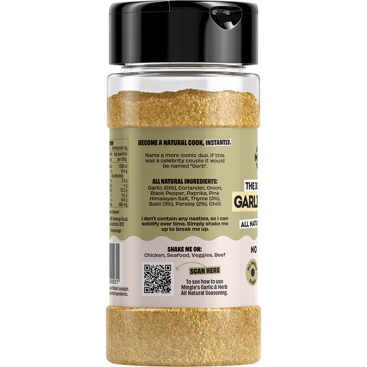 Mingle Garlic & Herb All Natural Seasoning 130g left side