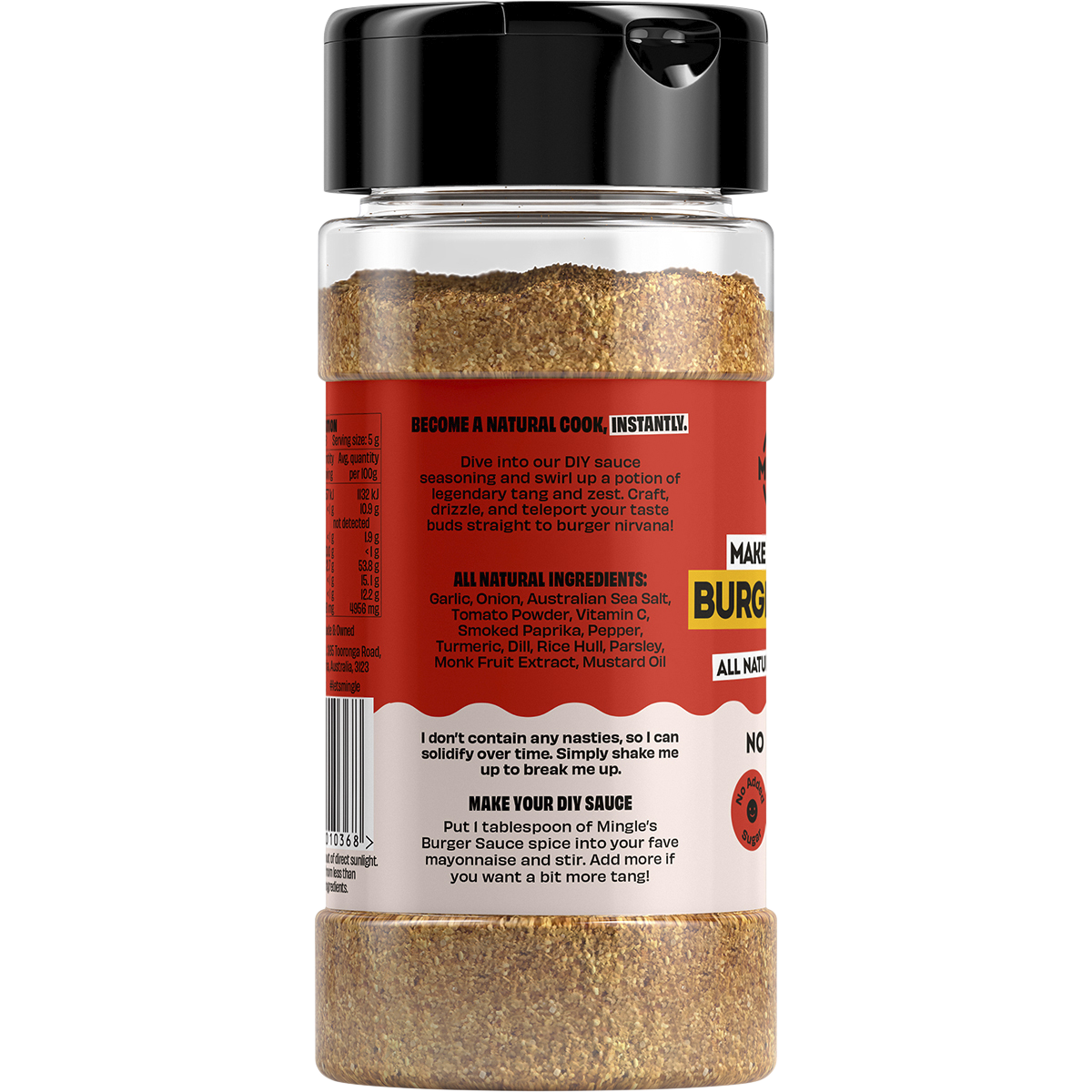 Mingle Burger Sauce All Natural Seasoning 140g left side