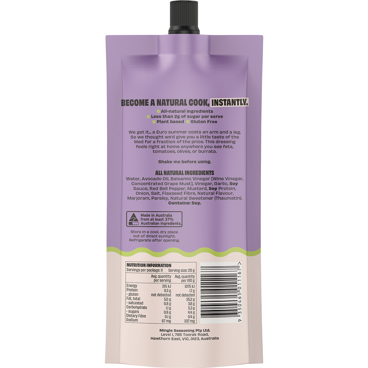 Mingle Balsamic All Natural Salad Dressing 220g back