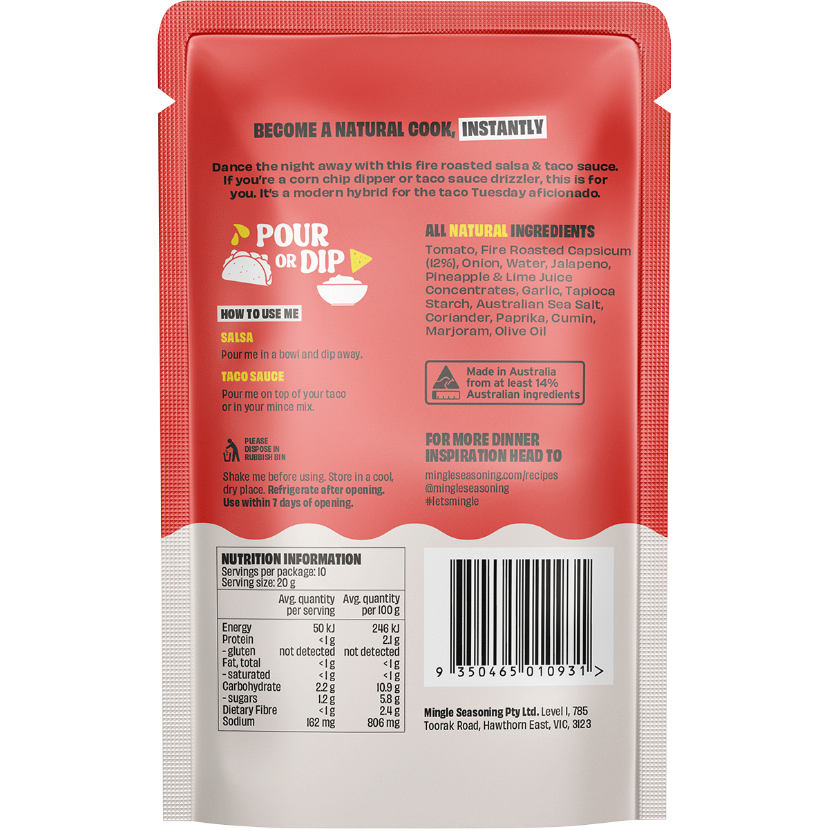 Mingle Salsa & Taco All Natural Sauce 200g back