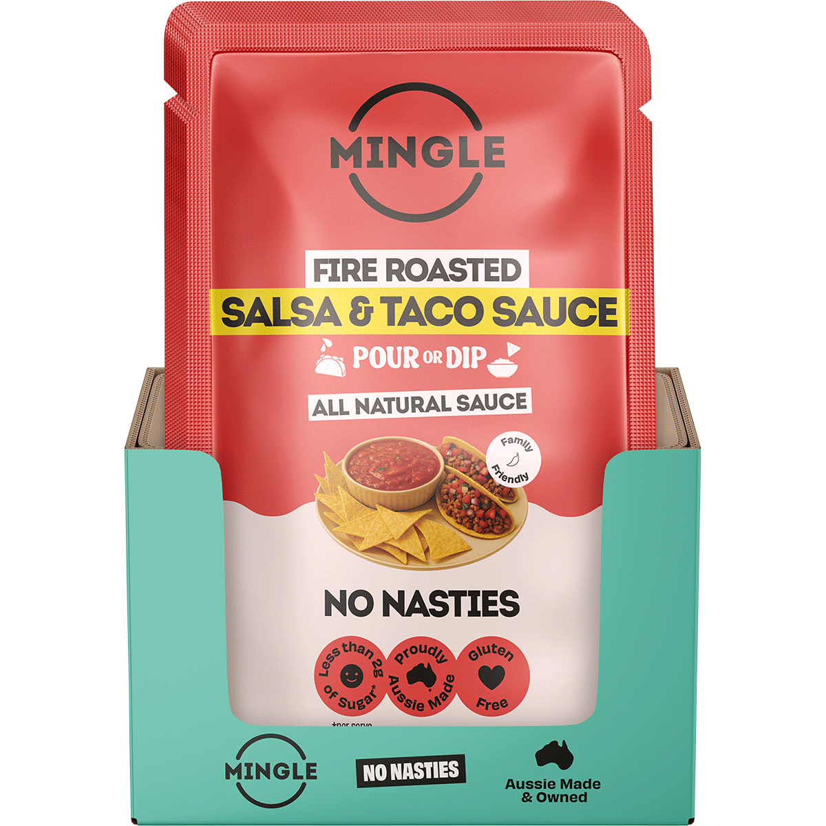 Mingle Salsa & Taco All Natural Sauce 200g display