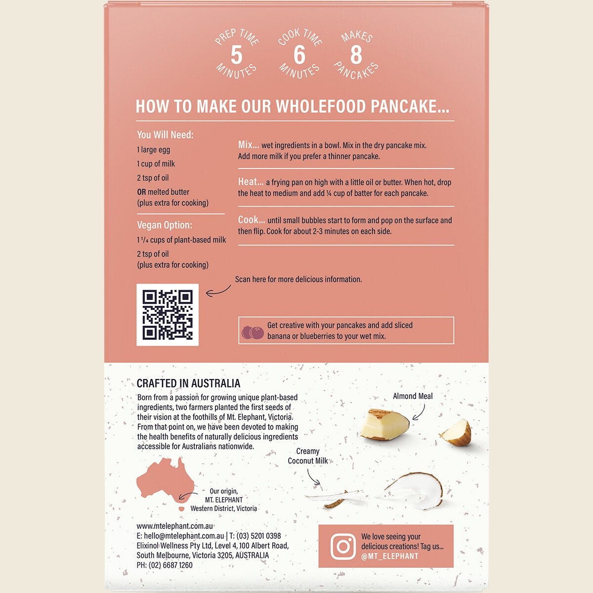 Mt. Elephant Wholefood Gluten Free Pancake Mix Buttermylk 230g