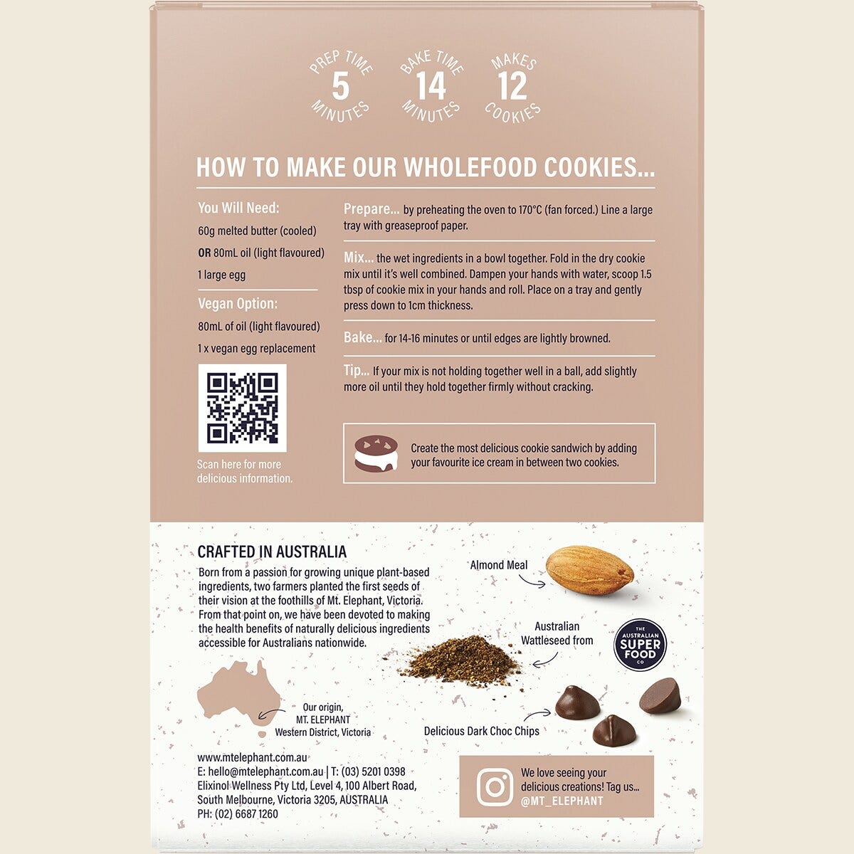 Mt. Elephant Wholefood Gluten Free Cookie Mix Chocolate Chip 375g