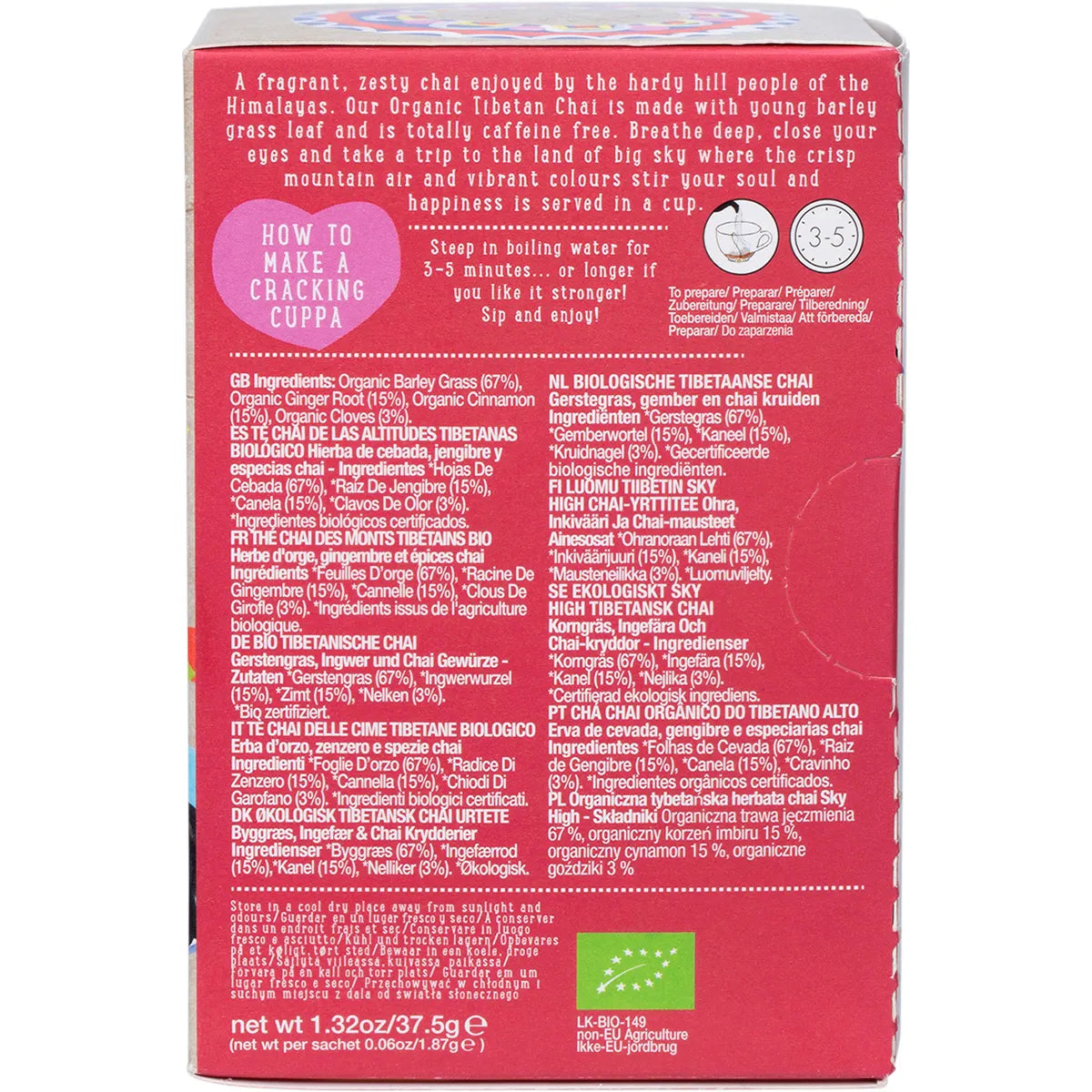 Ministry of Tea Organic Sky High Tibetan Chai Tea Bags 20pk