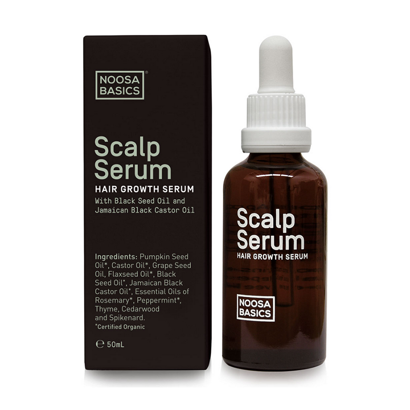 Noosa Basics Scalp Serum bottle and packaging on a white background