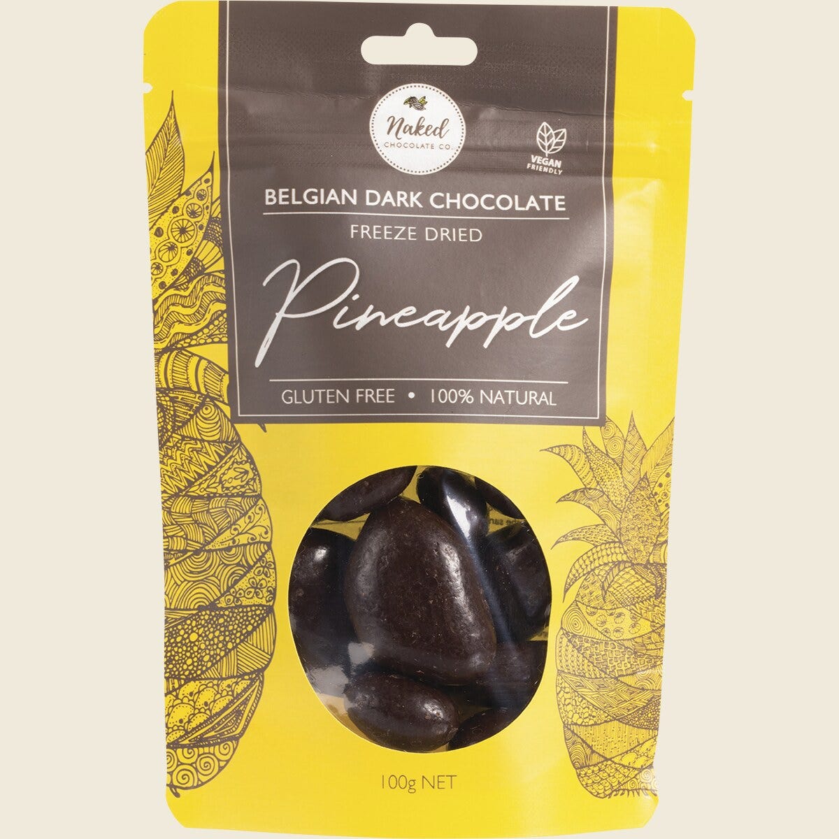 Naked Chocolate Co Freeze Dried Pineapple Dark Chocolate 100g