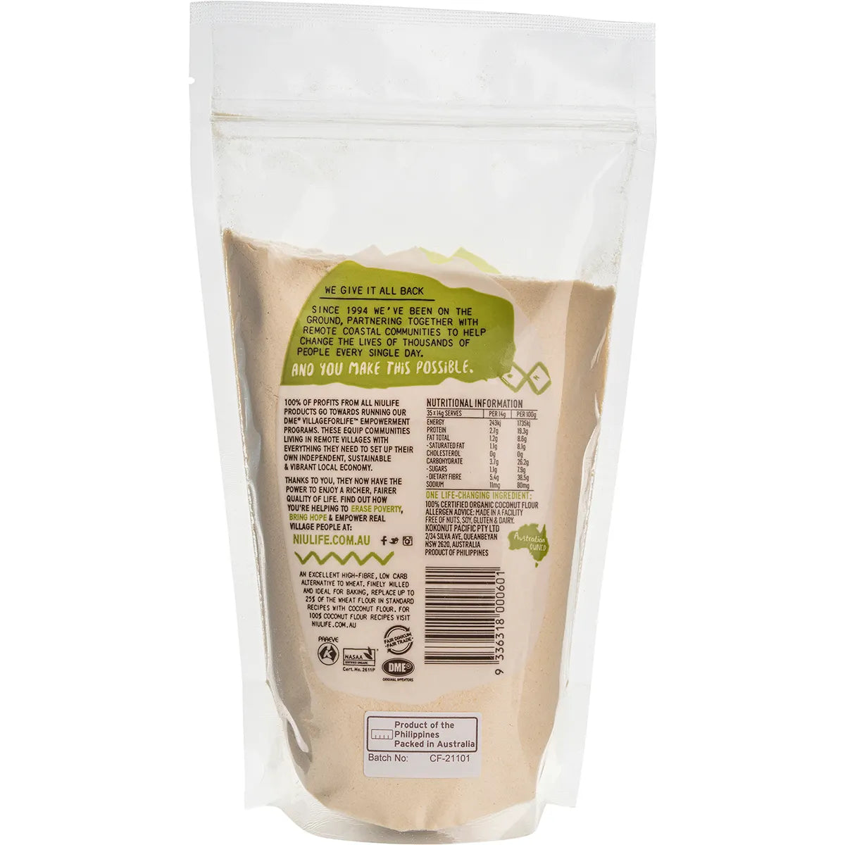 Niulife Organic Coconut Flour 500g