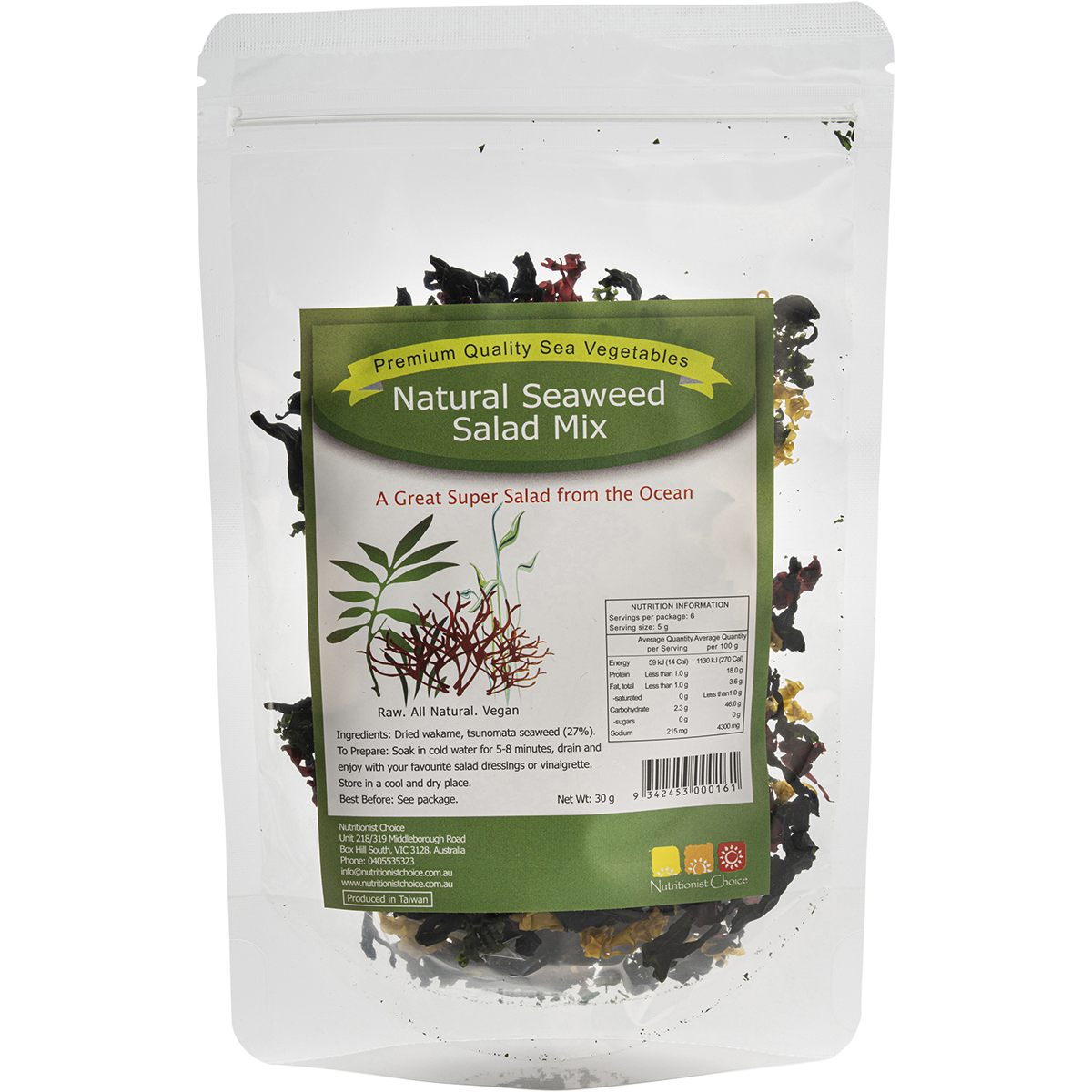 Nutritionist Choice Seaweed Salad Mix 30g – front product packaging