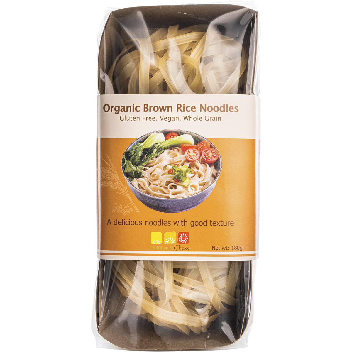 Nutritionist Choice Certified Organic Brown Rice Noodles 180g – front product packaging