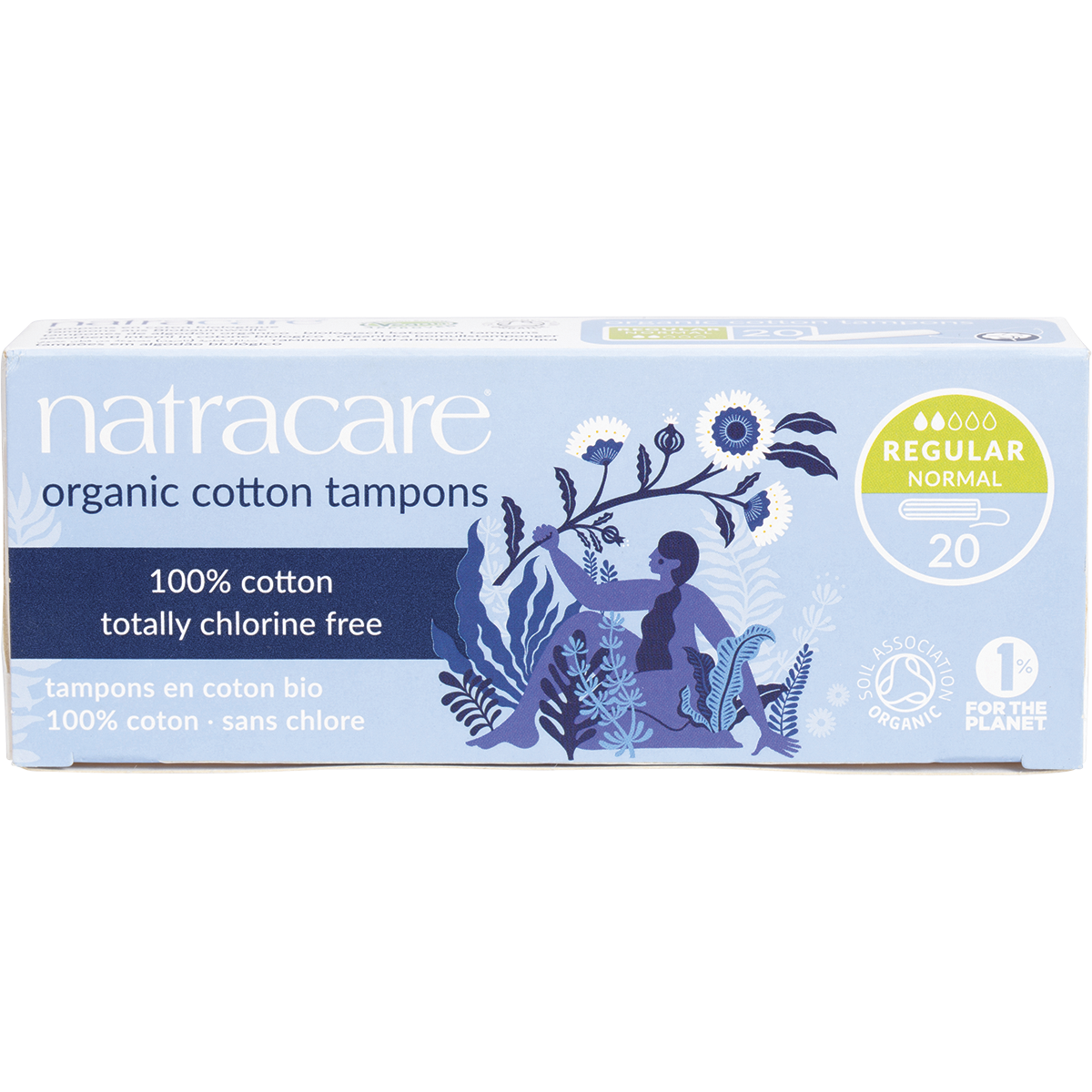 Natracare Regular Tampons (Non-Applicator) 20-pack front view