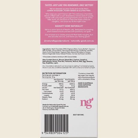 Naturally Good Filled Chocolate Block Strawberry Creme 100g