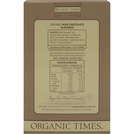Organic Times Milk Chocolate & Almonds 150g