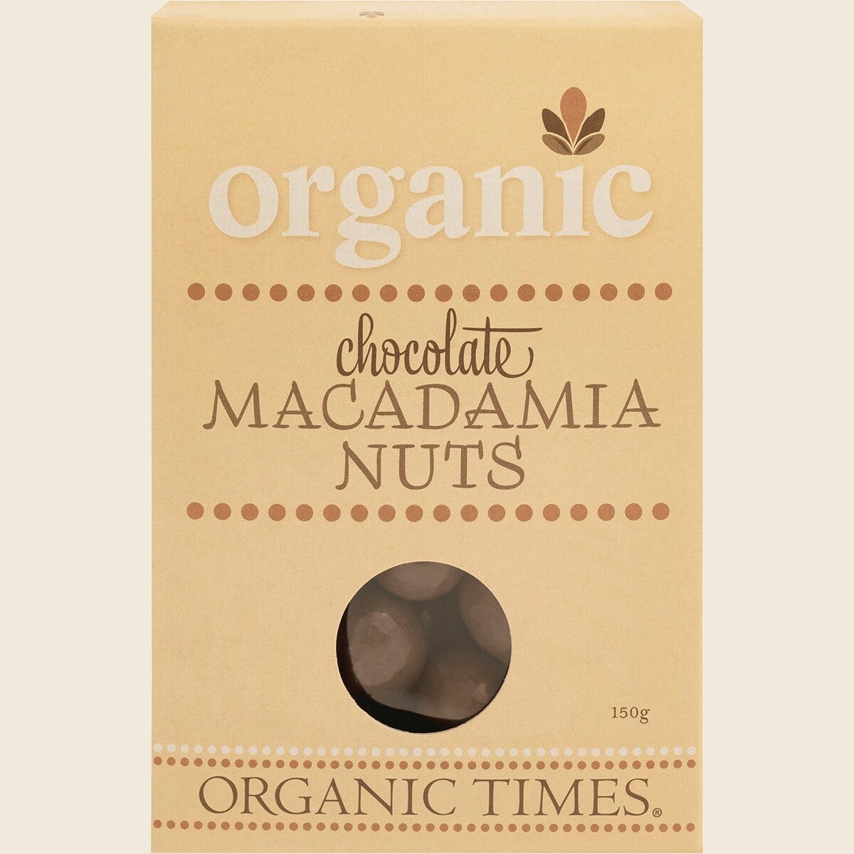 Organic Times Certified Organic Milk Chocolate & Macadamia Nuts 150g