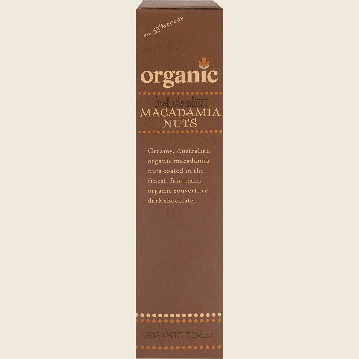 Organic Times Certified Organic Dark Chocolate & Macadamia Nuts 150g