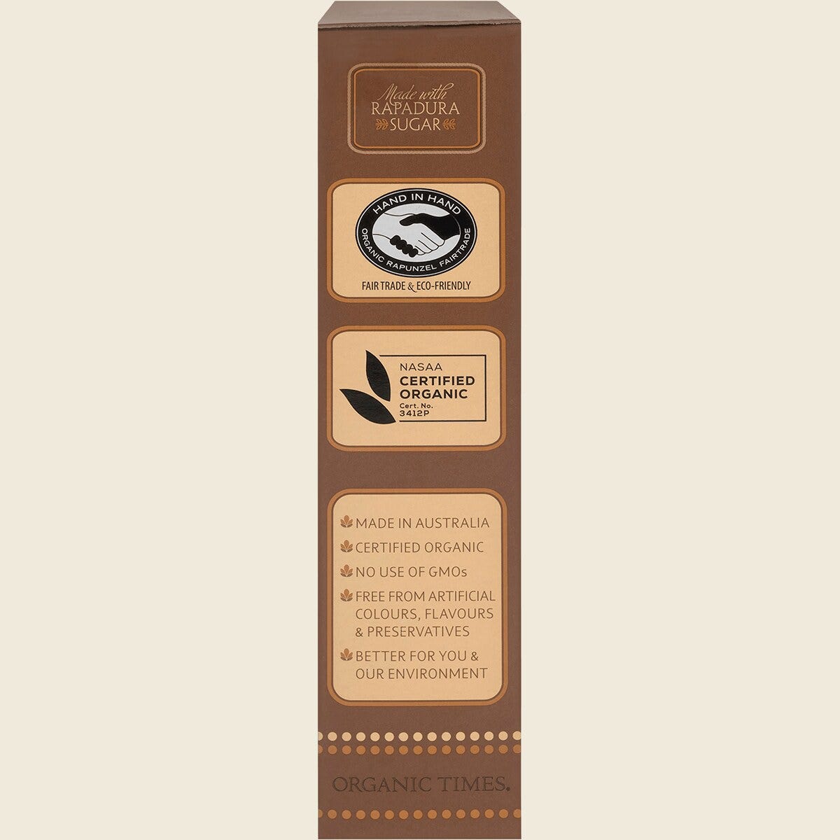 Organic Times Certified Organic Dark Chocolate & Macadamia Nuts 150g