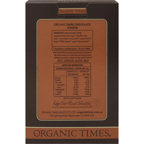 Organic Times Dark Chocolate & Ginger 150g