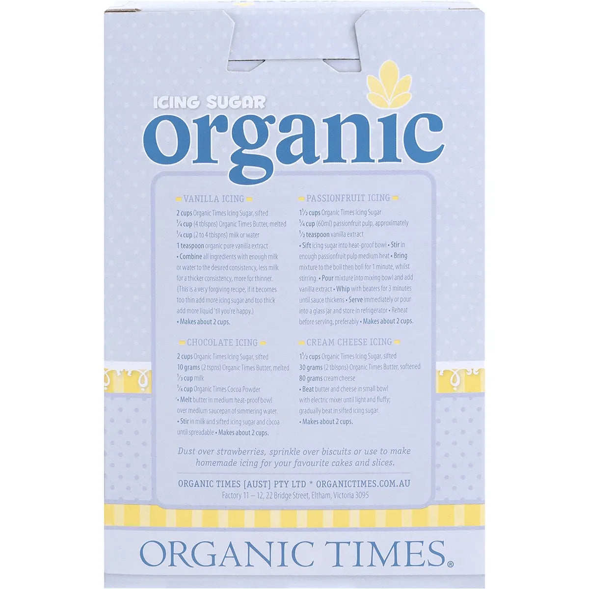 Organic Times Icing Sugar 250g