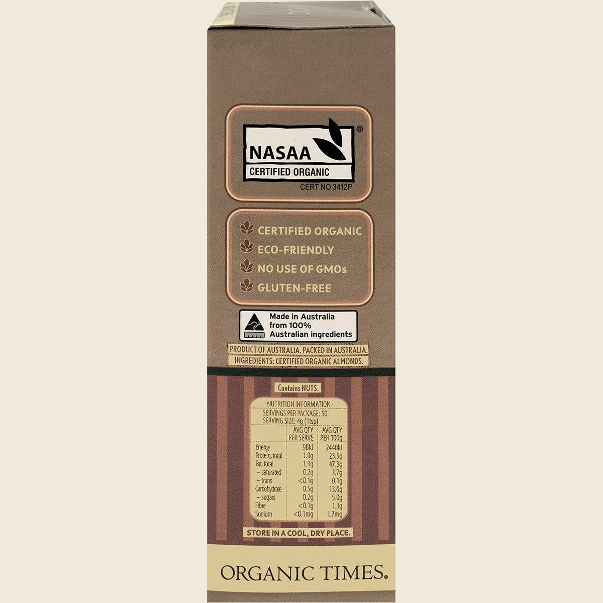 Organic Times Almond Meal 200g Right Side