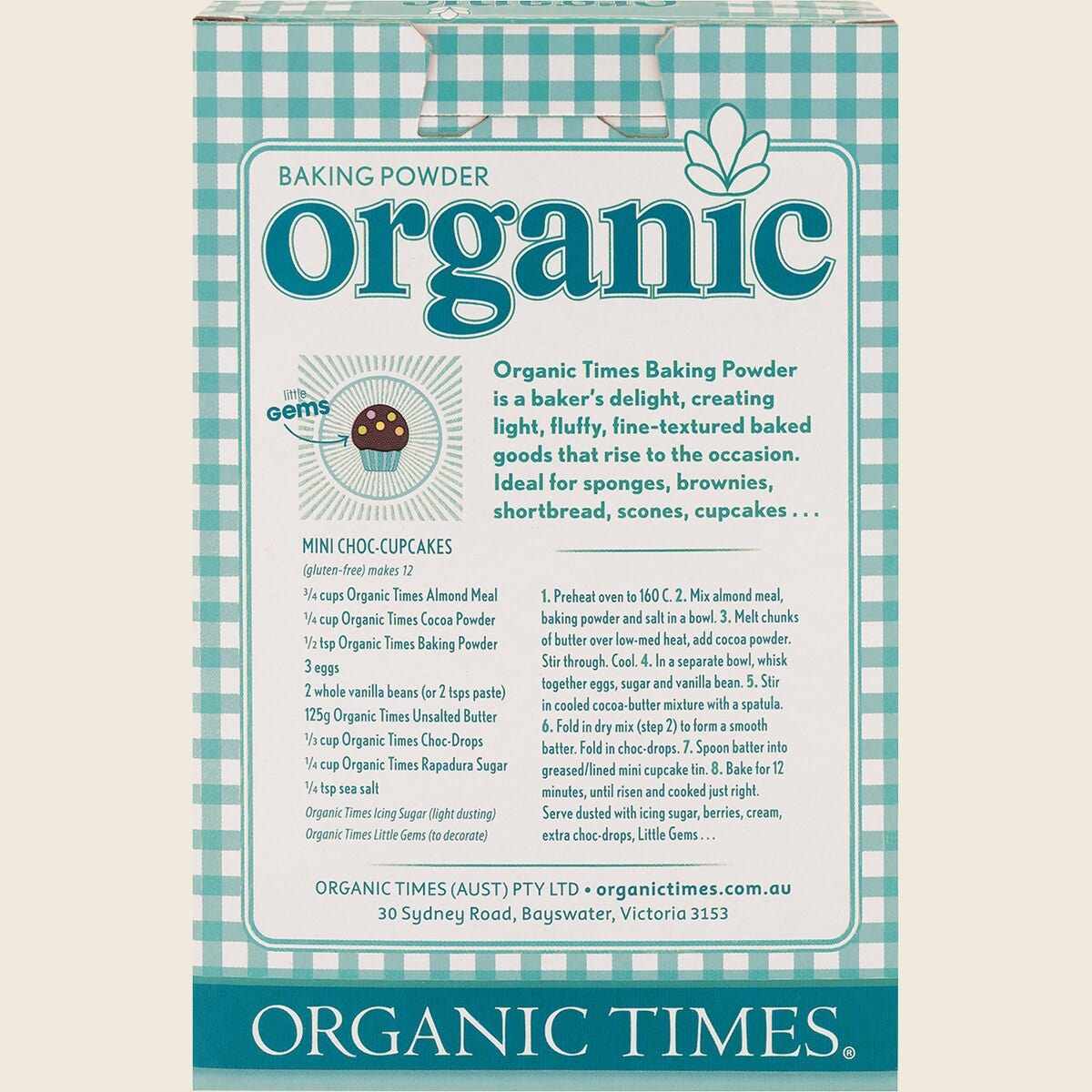 Organic Times Baking Powder 200g Back