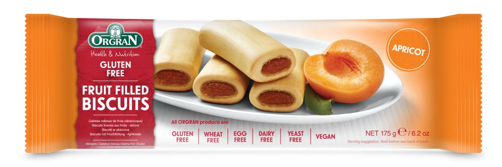 Orgran Apricot Fruit Filled Biscuits 175g Front
