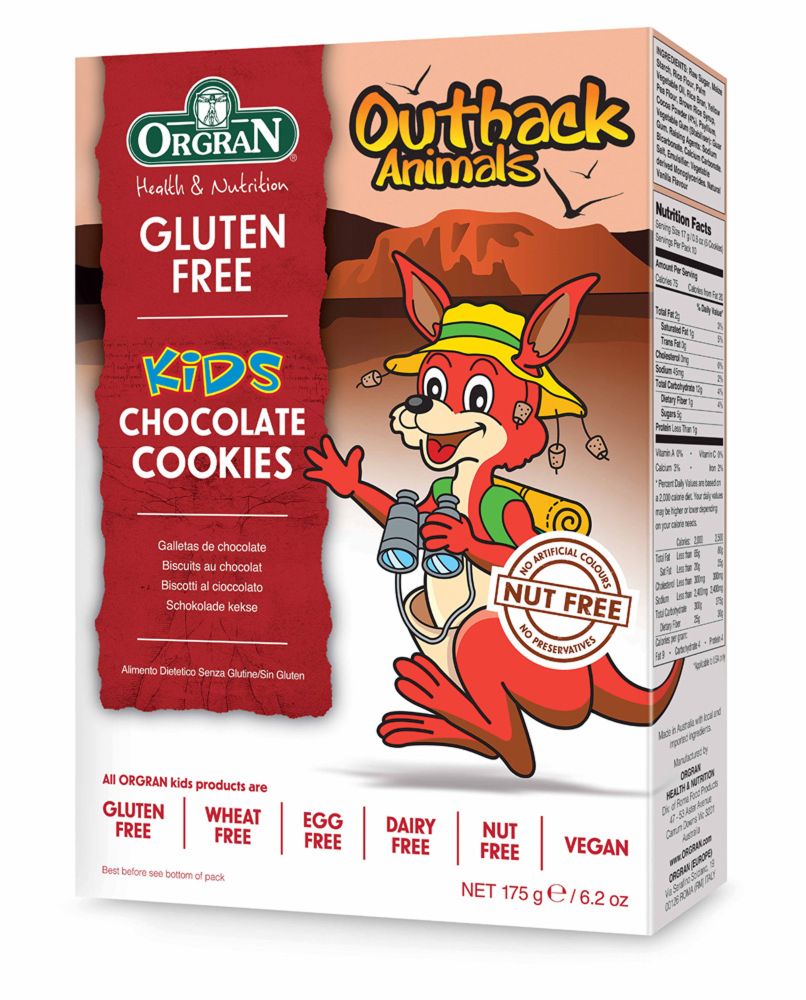 Orgran Gluten Free Outback Animal Cookies Chocolate 175g