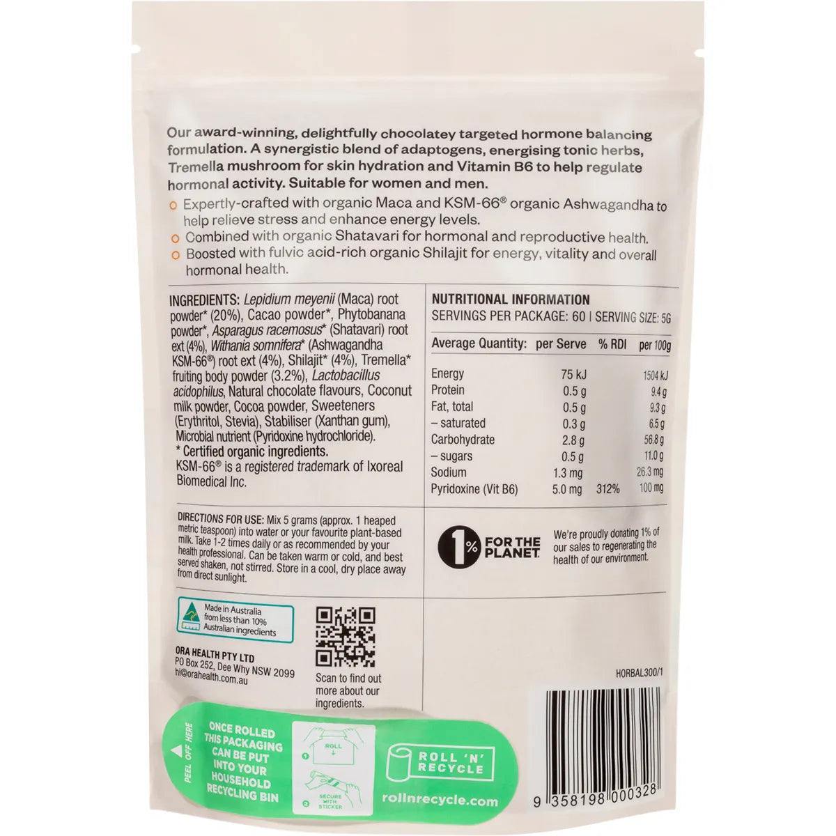 Ora Health Hormonal Balance Powder - Chocolate