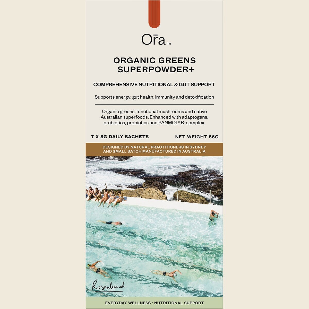 Ora Health Organic Greens Superpowder+ 7-day sachet display pack