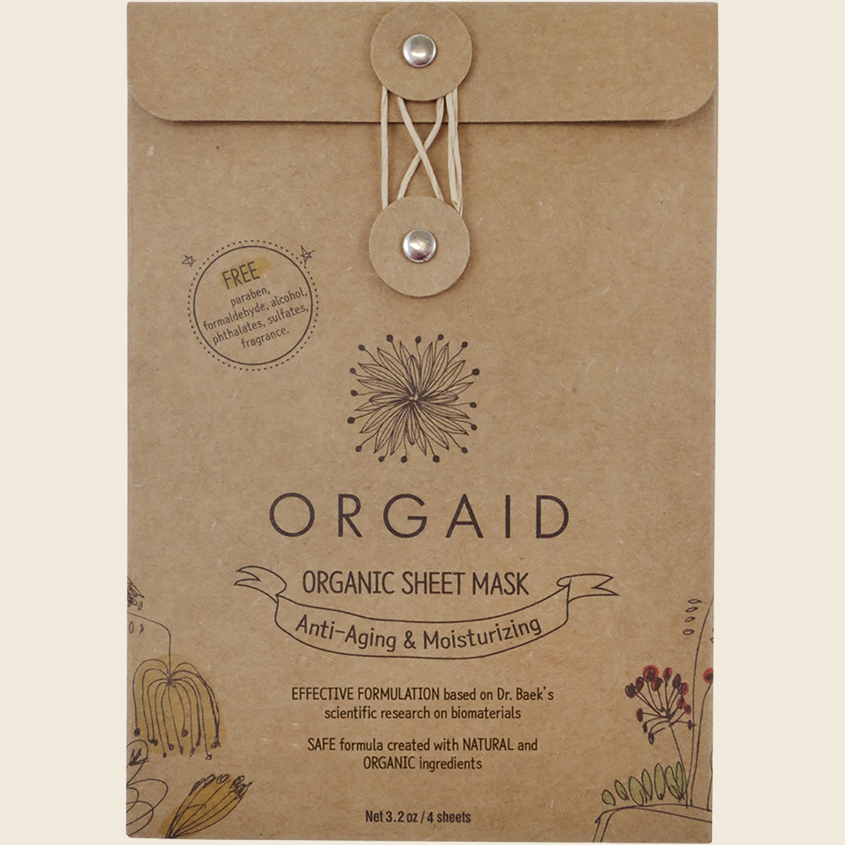 Orgaid Organic Sheet Mask Anti-Aging & Moisturizing - Pack of 4