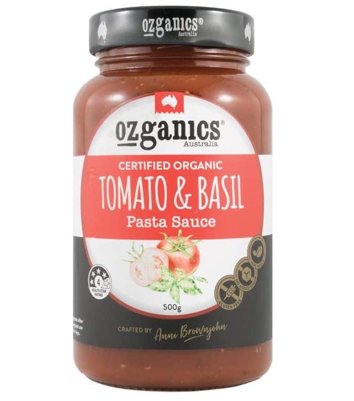 Ozganics Organic Tomato & Basil Pasta Sauce Gluten Free 500g Front