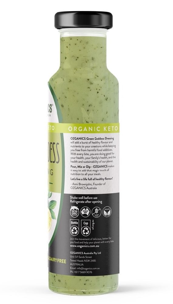 Ozganics Organic Green Goddess Dressing Gluten Free 250ml Side