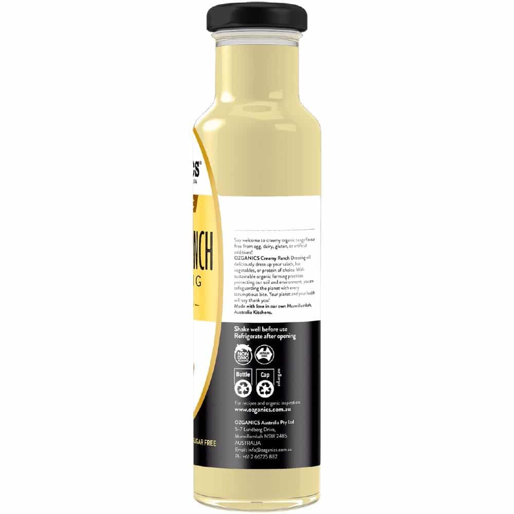 Ozganics Organic Creamy Ranch Dressing Plant Based Gluten Free 250ml Side