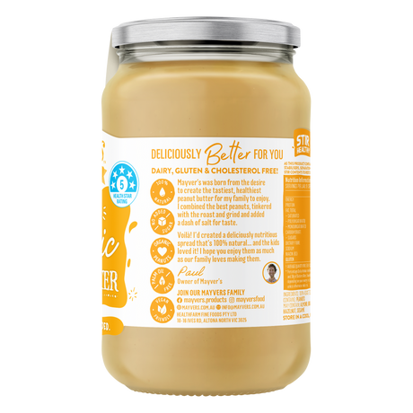 Mayver's Peanut Spread Smooth Organic 375g x6