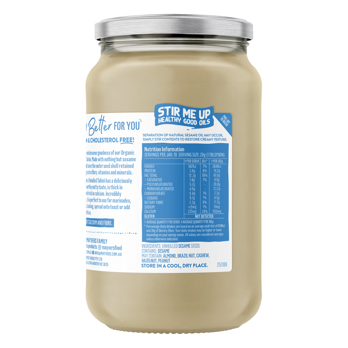 Mayver's Tahini Unhulled Organic 385g x6