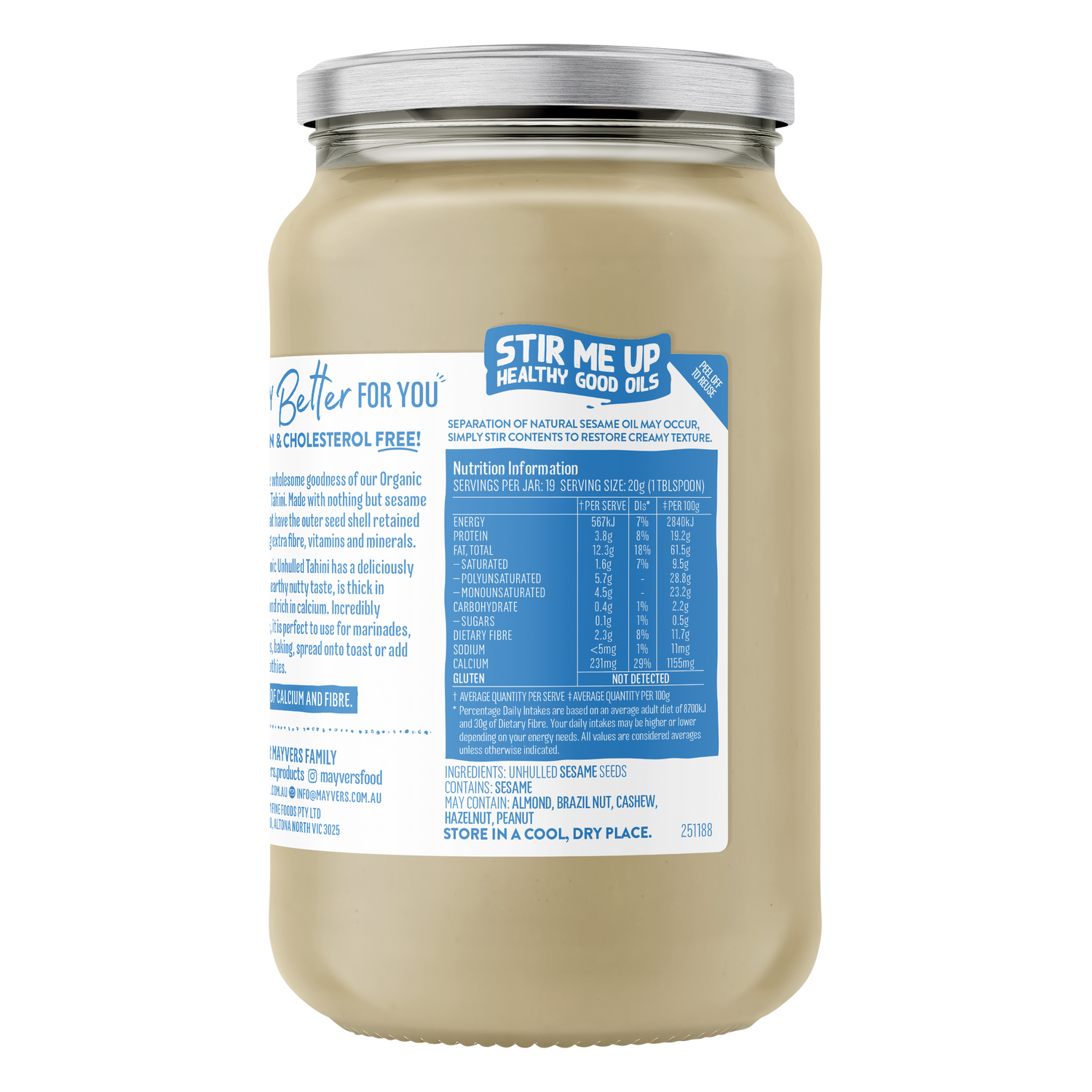Mayver's Tahini Unhulled Organic 385g x6