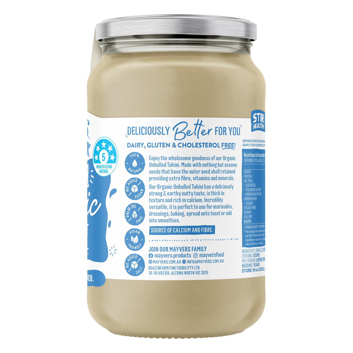Mayver's Tahini Unhulled Organic 385g x6